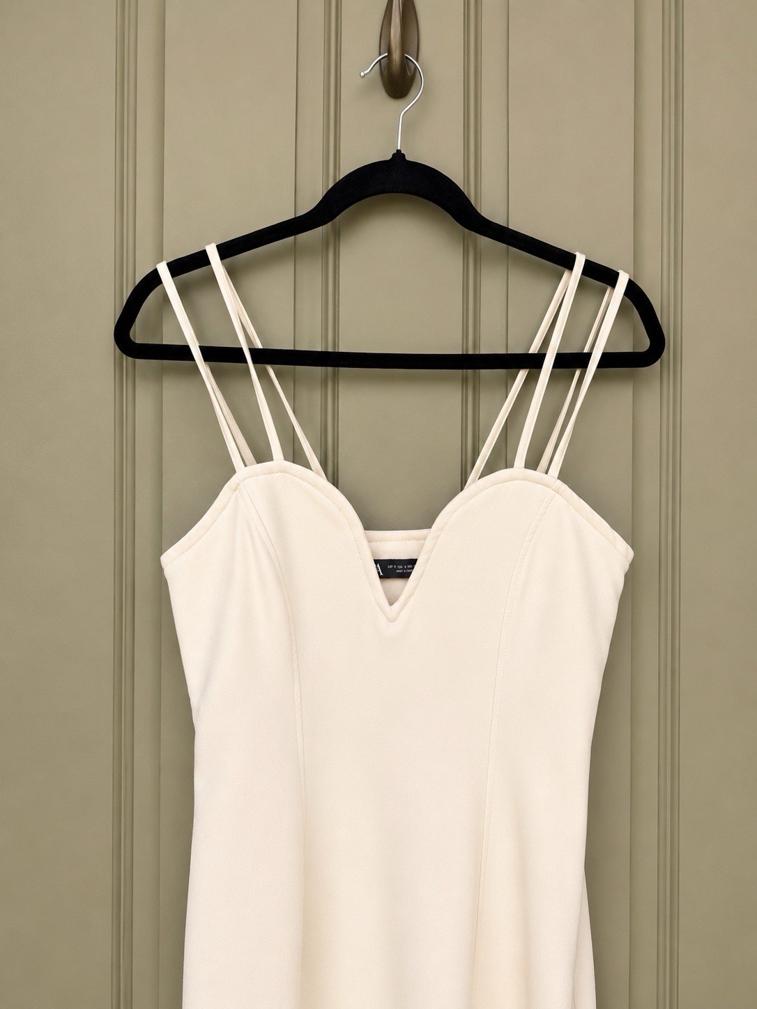 Cream Double Strap Bodycon Mini Dress