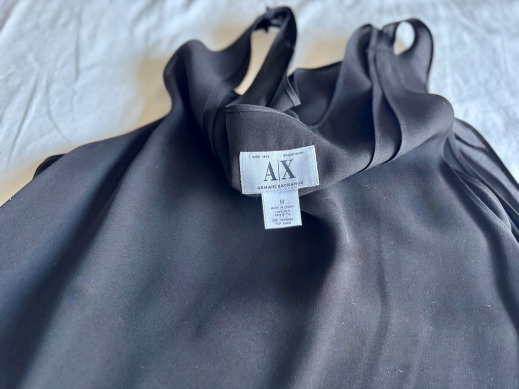 A|X Armani Exchange Vintage 90’s Black Silk Tank Swing Dress Size M