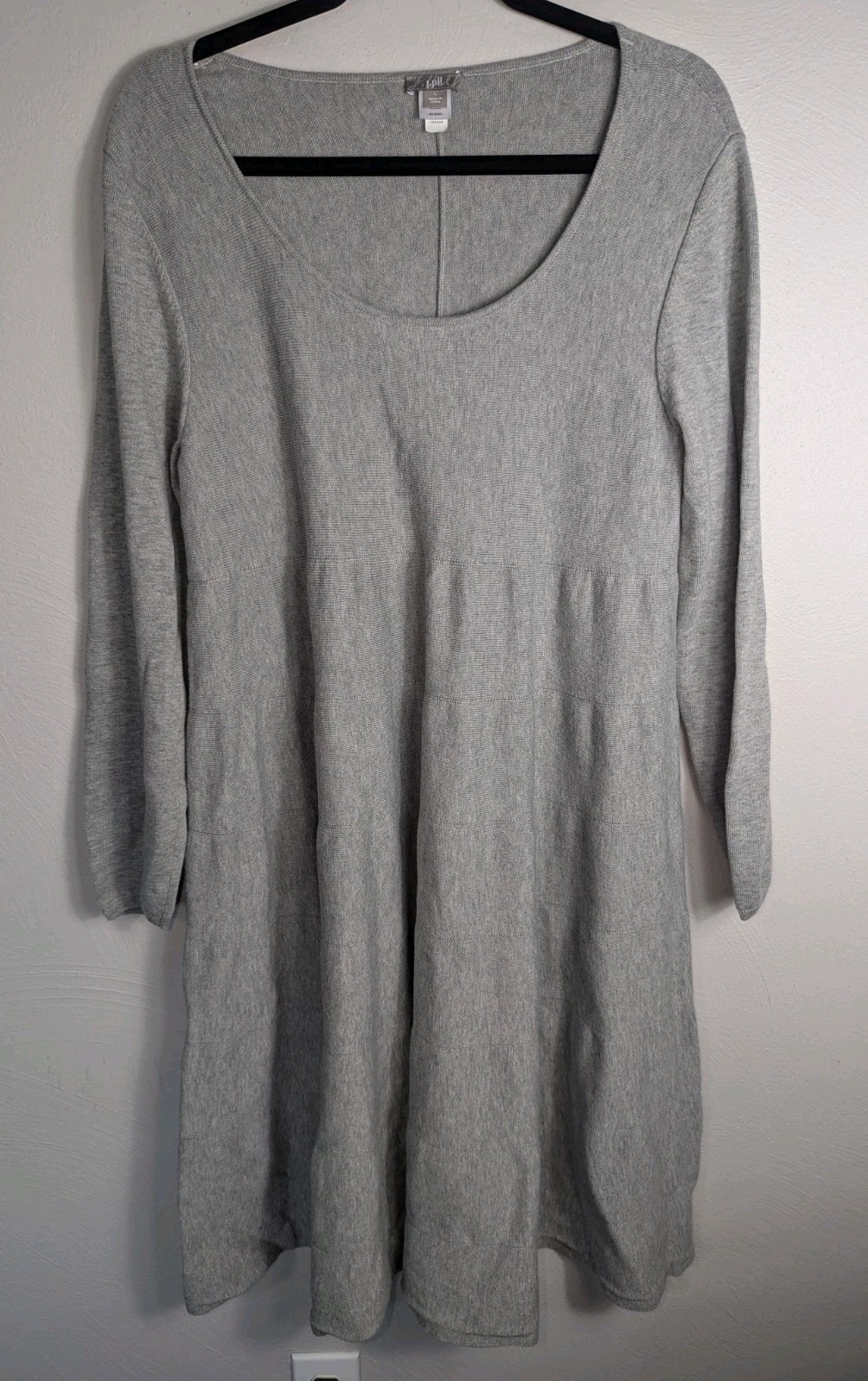 J. Jill Grey Cotton Nylon Silk Blend Sweater Dress Size Large L