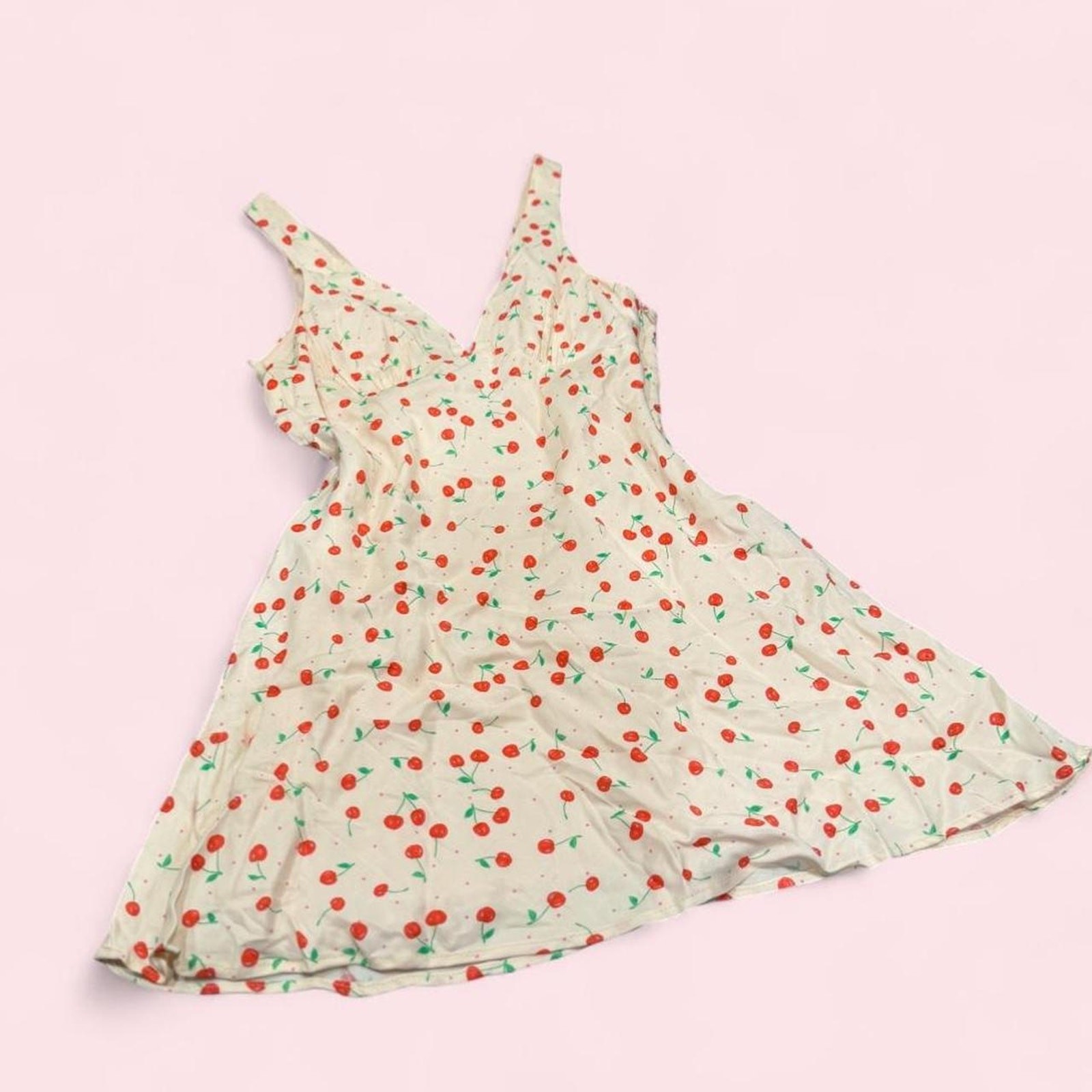 ZARA Y2K Inspired Lana Core Cherry Print Cottagecore Coquette Mini Dress Size M