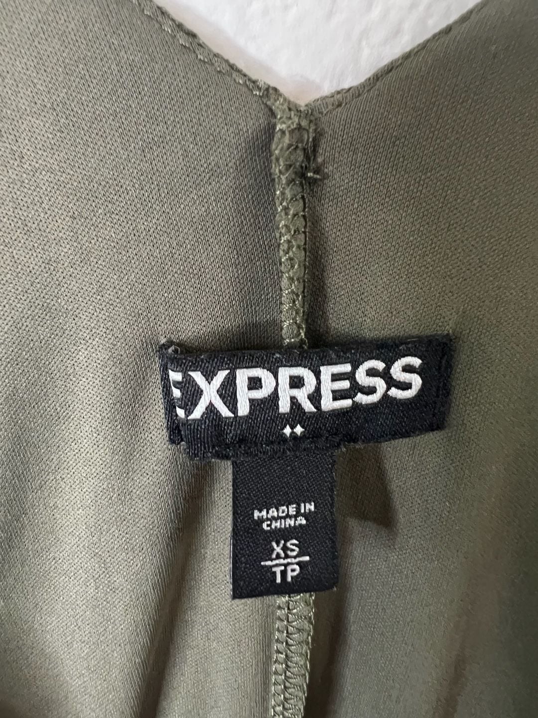 Express Olive Green Midi Ribbed Slip Dress