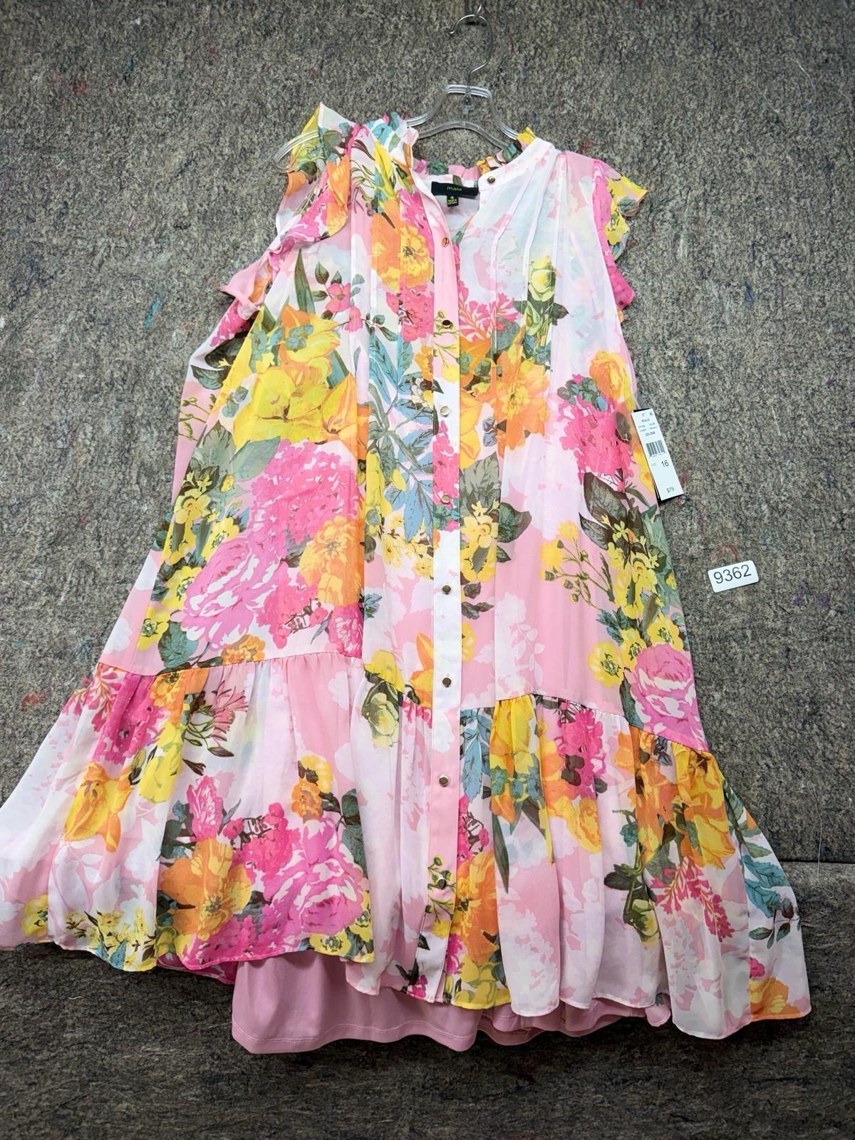 Maia Mini Dress Womens Pink Floral double Layer Size 16 New $79