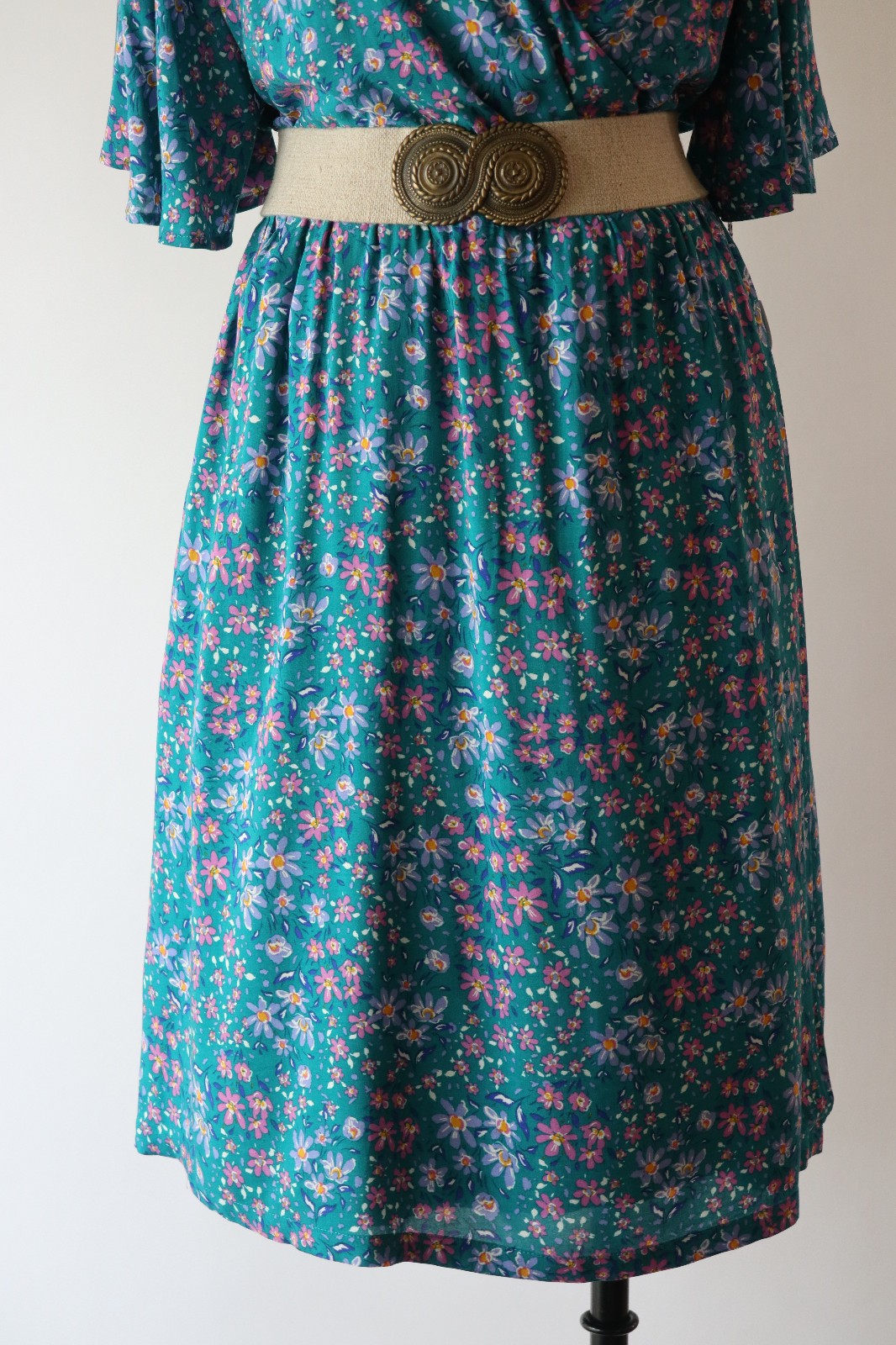 Draper James RSVP Teal Green Floral Short Batwing Sleeve Wrap Dress Women XXL