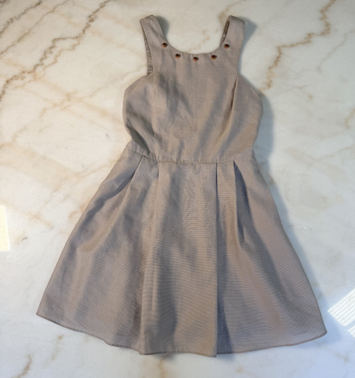 BCBGeneration | Dress Mini Metallic Silver Open Back • Sz 0