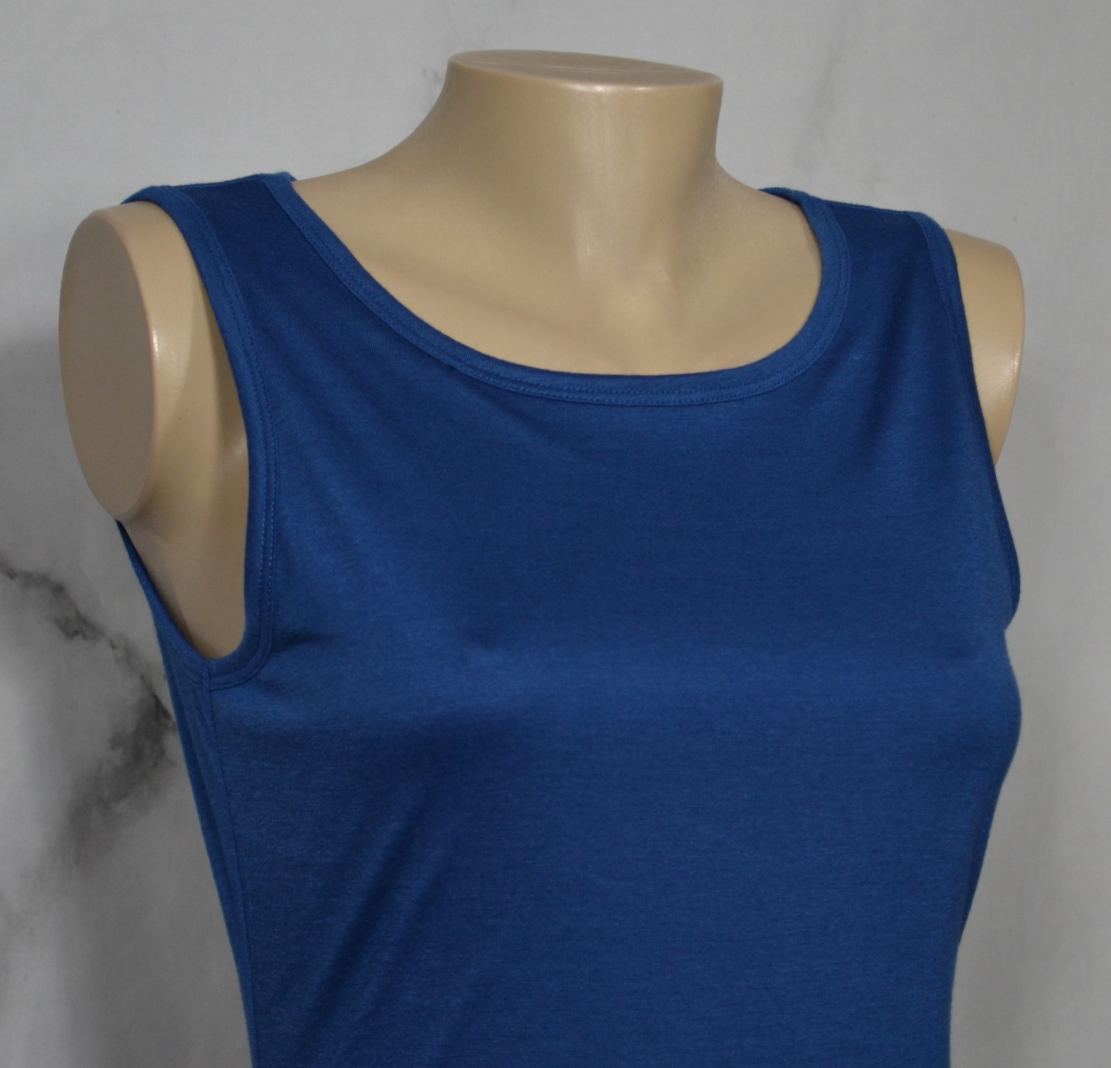 BTFBM Blue Sleeveless Dress Small Lined Ruched Side Seams Stretch Poly Blend