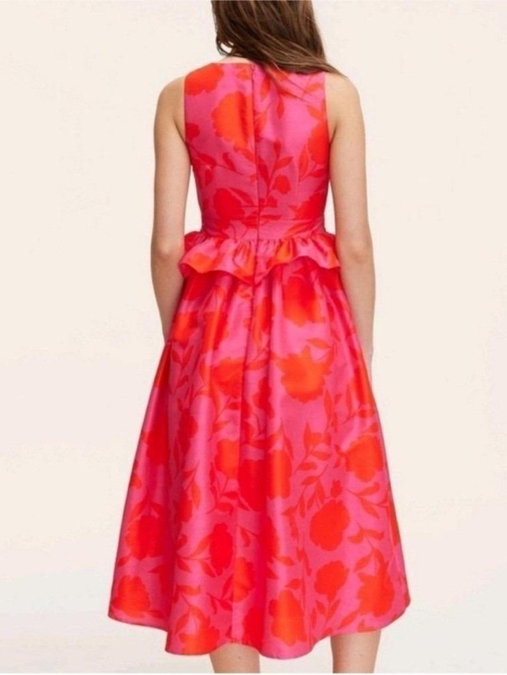 Kate Spade NY x Target Classic Rose Peplum Midi Dress NWT Size 8 Pink Red