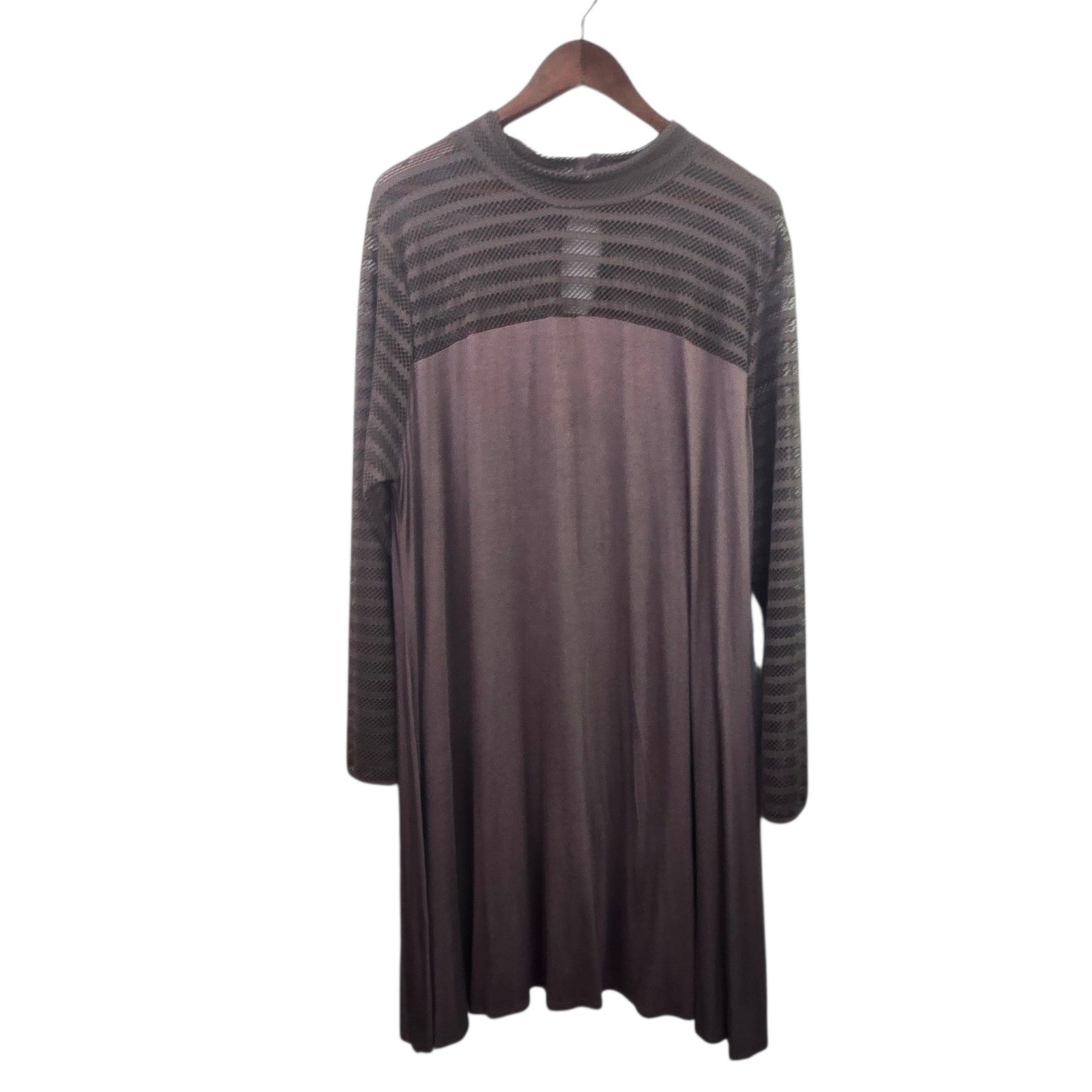 Pink Clove Womens Brown Long Sleeve Mesh Accent Mock Neck Dress XL