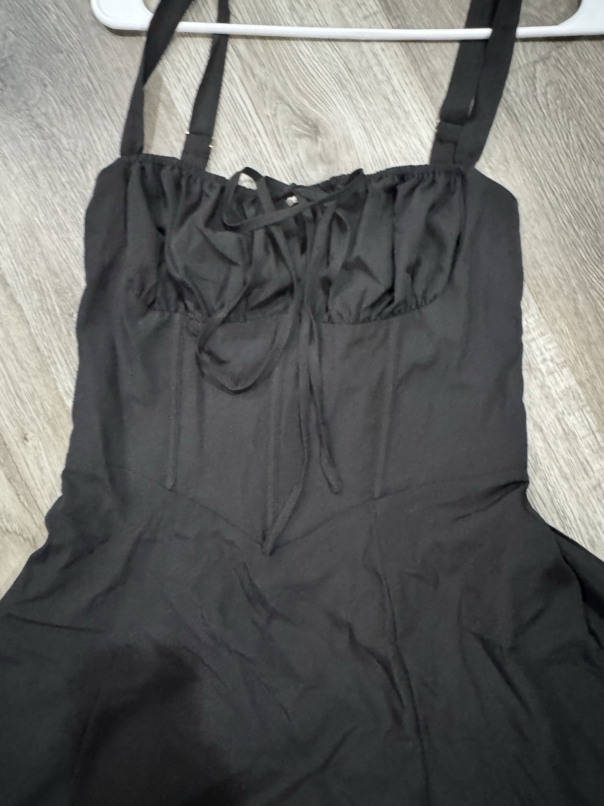 nutted Black Sweetheart A-Line Midi Dress Lace-Up Back Spaghetti Straps M