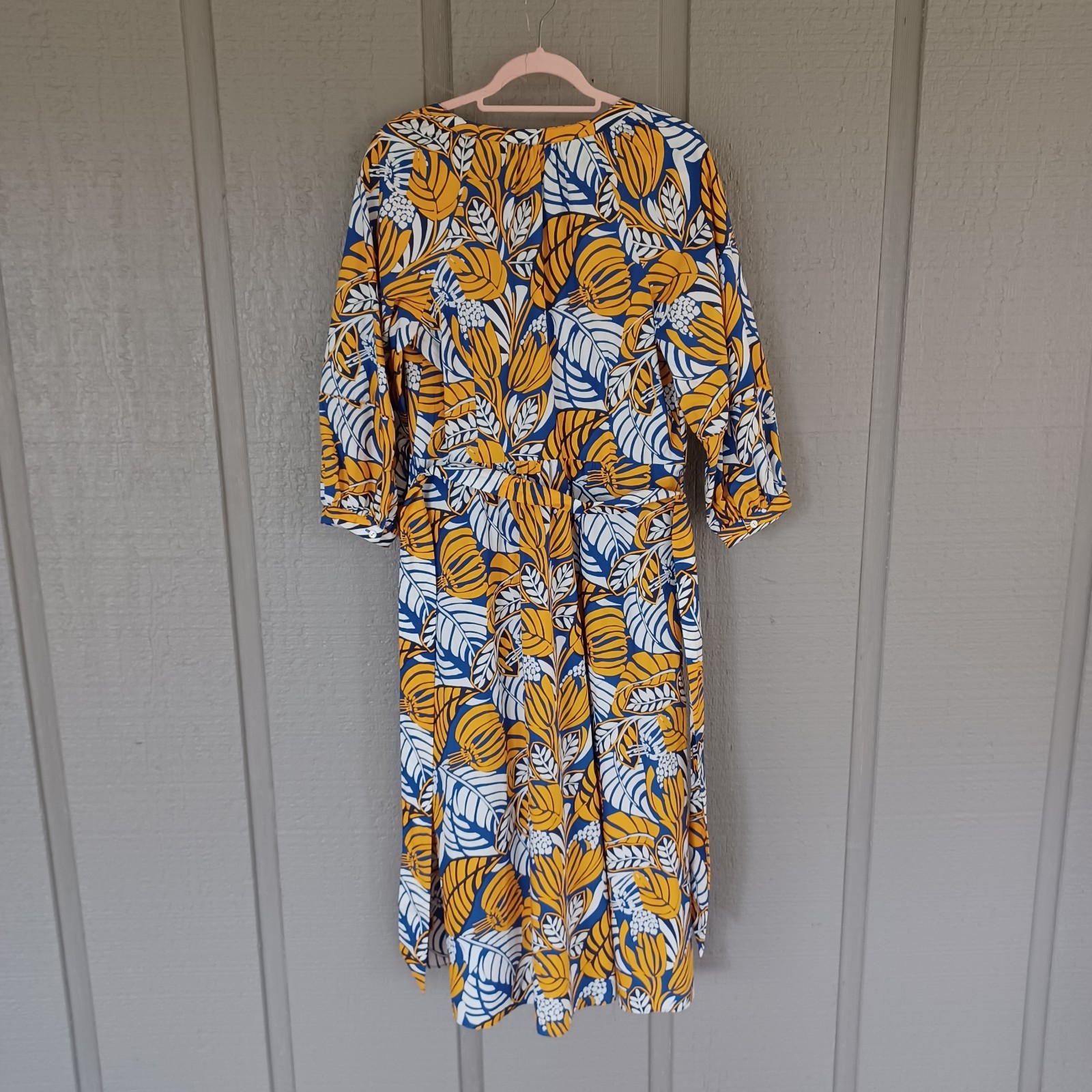 Talbots Poplin Midi Shirtdress Size 10 Preppy Pockets Tie Wasit Colorblock Leave