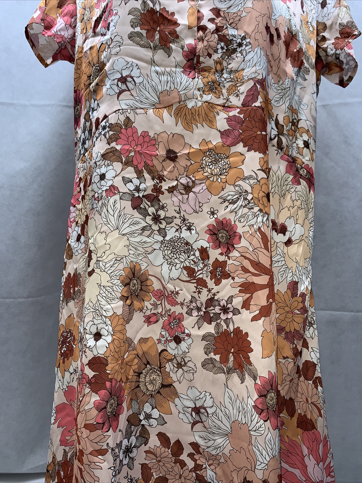 Daisy Drive Floral Trapeze Pullover Dress Womans Size L Autumn Fall KG