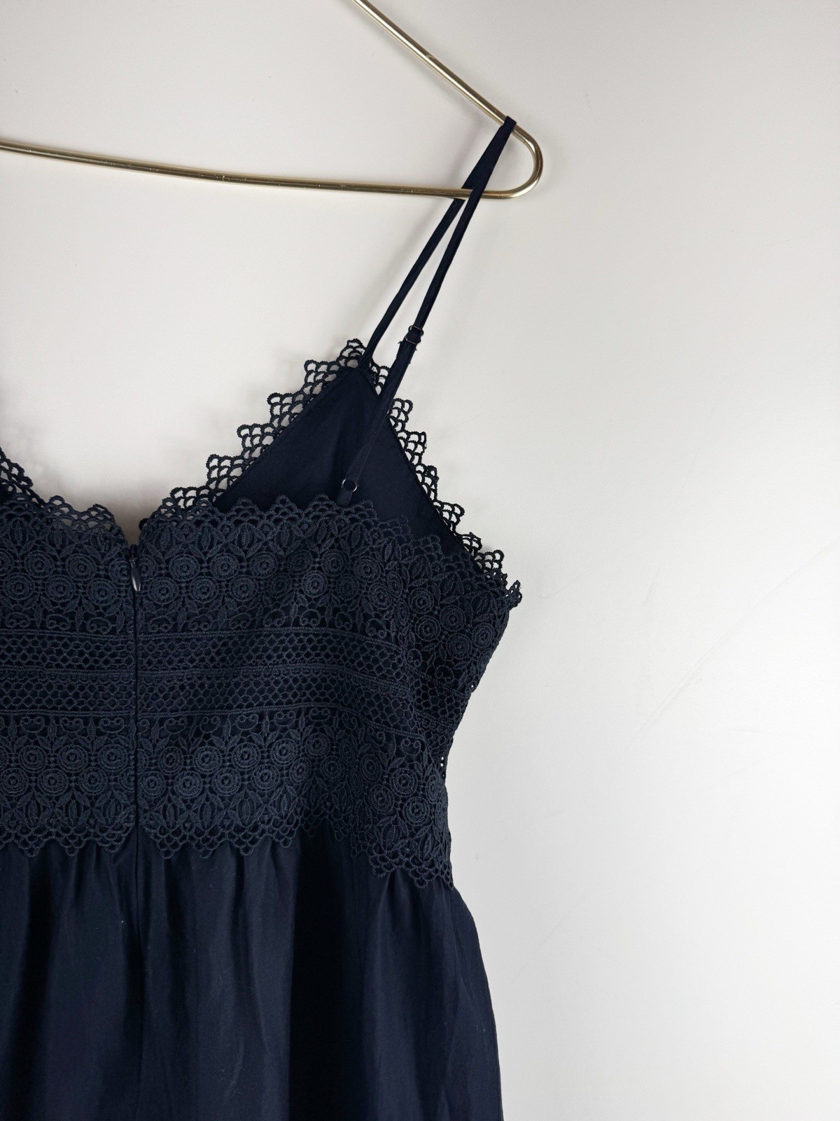 Antonio Melani Sz 10 navy blue sleeveless A-line maxi dress Crotchet