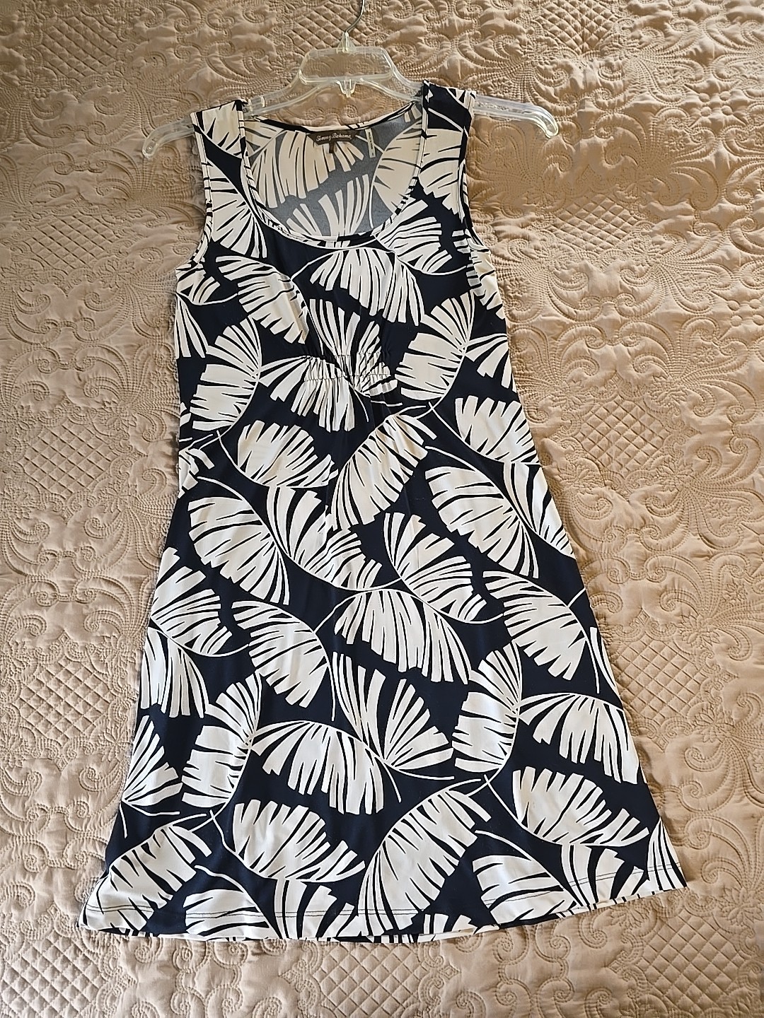 Tommy Bahama “S” Blue and White Leaf Pattern Sleevless Summer Dress