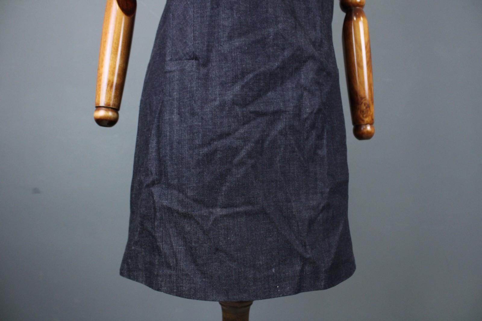 Victoria Beckham Trapeaze Blue Solid Cotton Square Neck Pinifore Dress Size 4