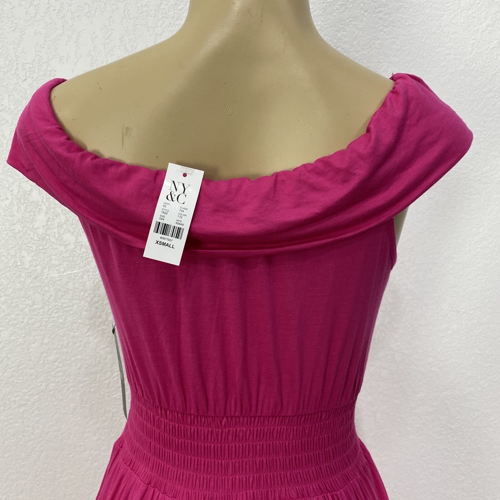 NY&C Pink Pullover Knit Pocketed Maxi Dress Womens Size XS Casual Off Shoulders