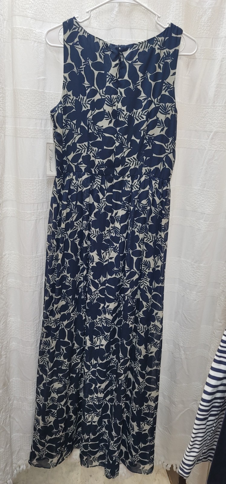 J Howard Navy White Floral Sleeveless Scoop Neck Maxi Long Dress