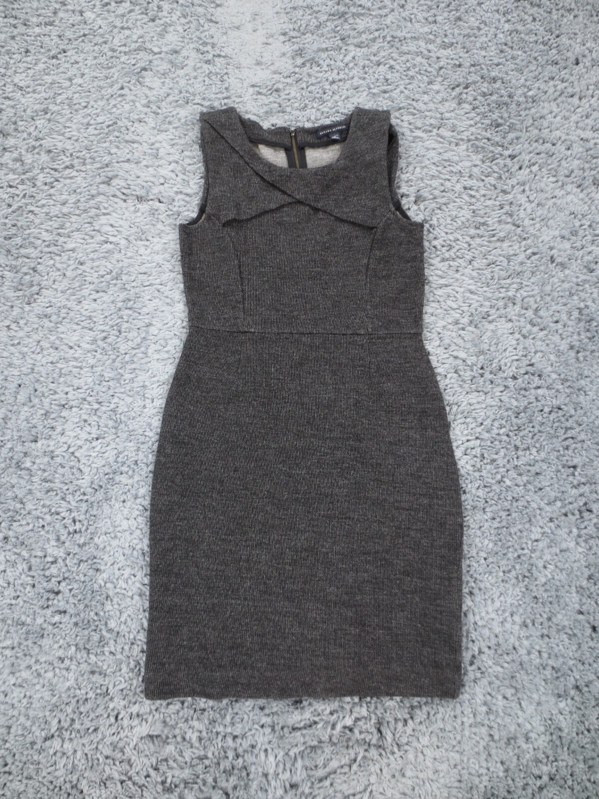 Banana Republic Dress Womens 0 Gray Wool Blend Knit Sweater Tank Zip Straight