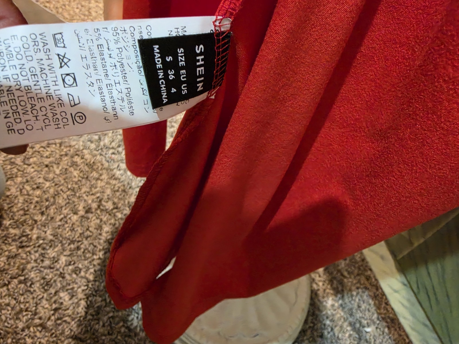 SHEIN Red One Shoulder Ruffle Ruched Chiffon Maxi Dress Women’s Size 4