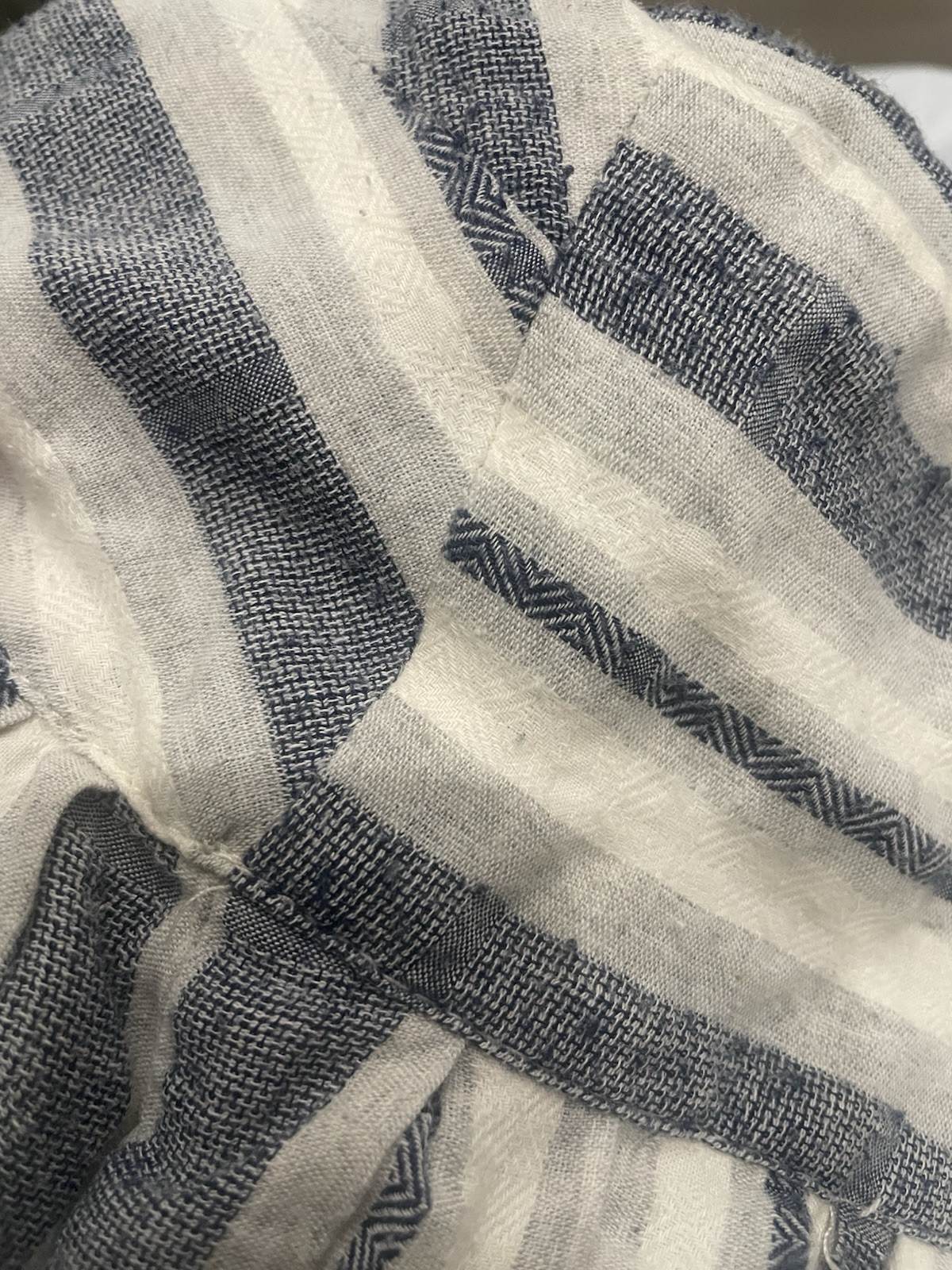 Ciel USA Blue White Striped Square Neck Sleeveless Midi Dress Pockets S