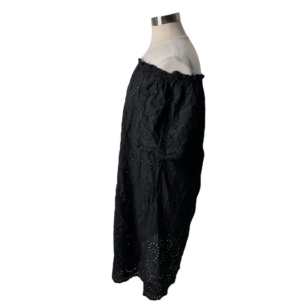 Valentina Naldi Black Strapless Cotton Eyelet Dress Italy Made Womens Medium NEW