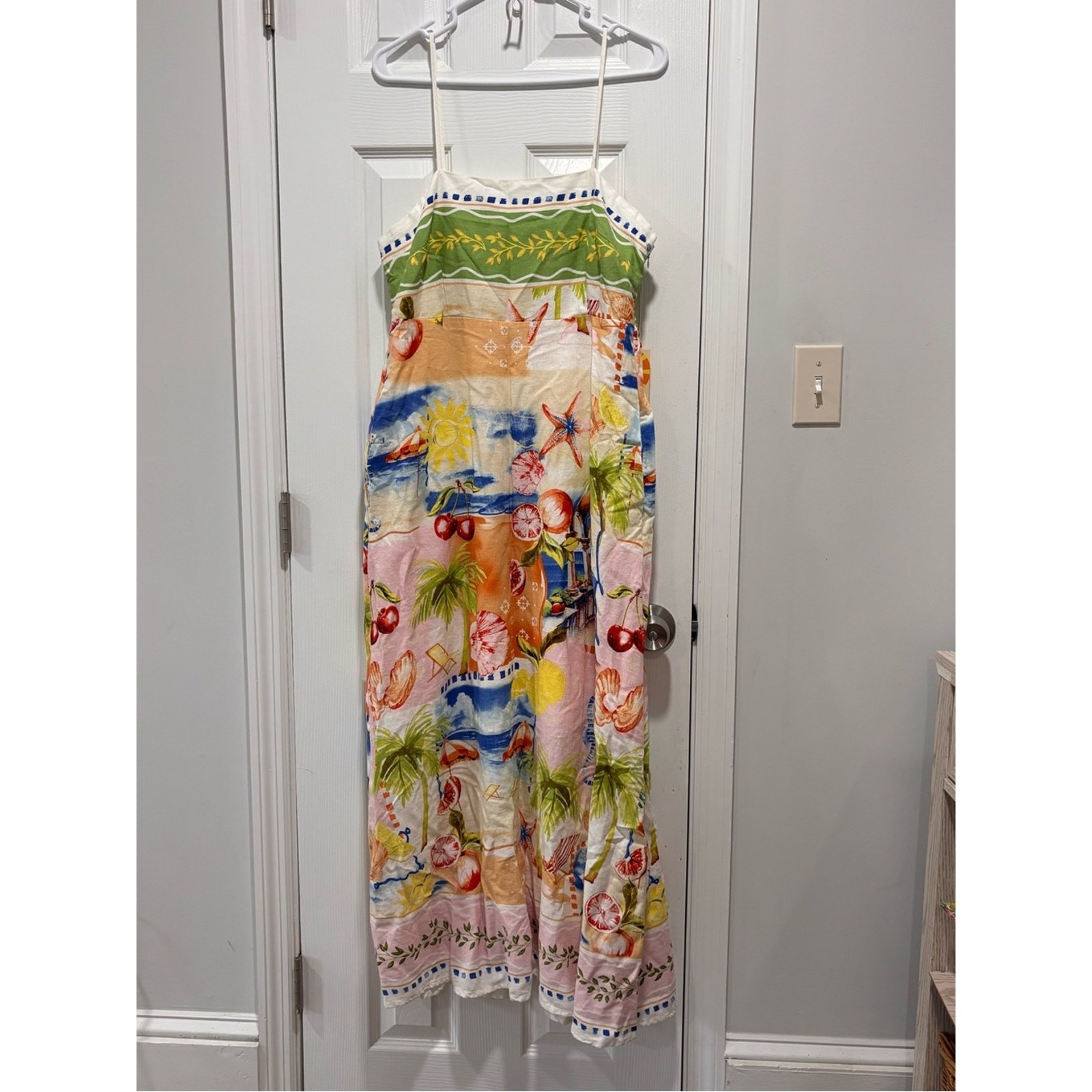 🩵🪻C&C California Multicolor Tropical Print Maxi Dress – Green, Pink, Blue