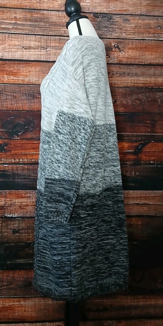 Old Navy Tunic Sweater Dress XL Gray Gradient Colorblock Marled Cable Knit