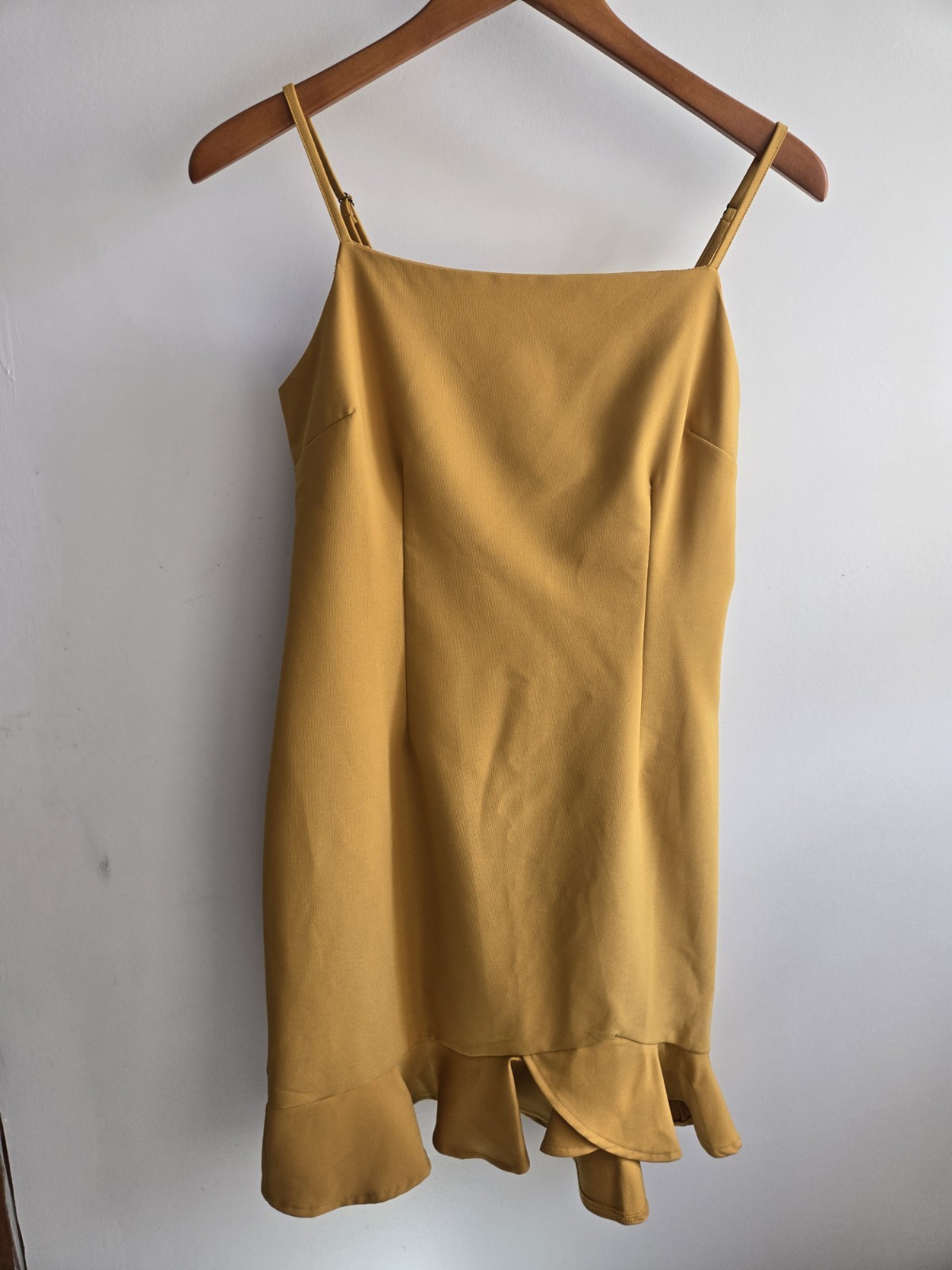 She + Sky Mustard Yellow Boho Concert Festival Cocktail Mini Dress Ruffle Large