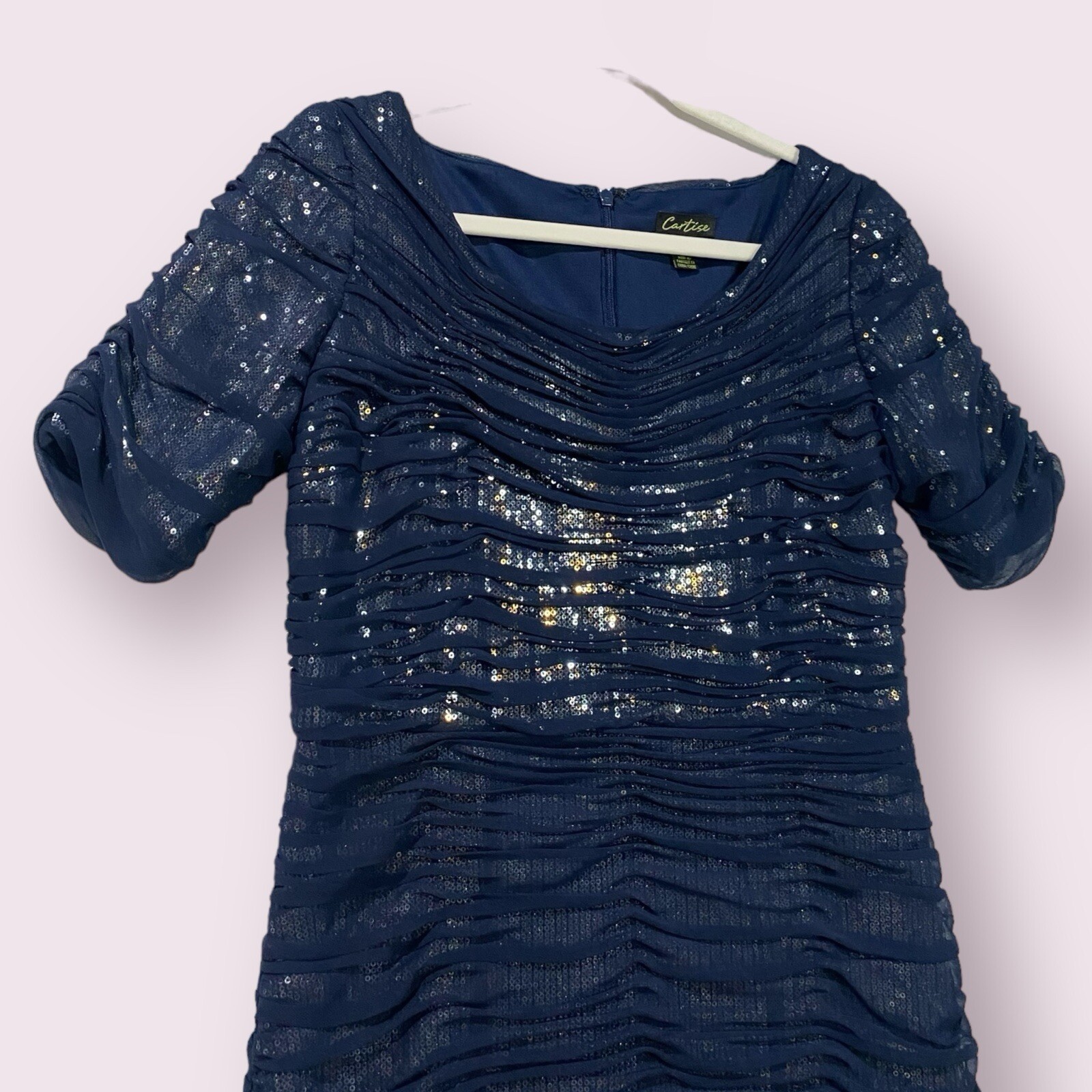Cartise Womens Ruched Sequin Dress Size 6 Formal Event Holiday Party $250