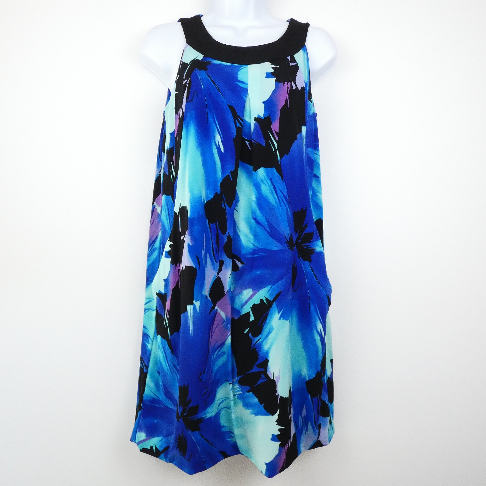 AB Studio Dress Womens XS Blue Sleeveless Knee Length Floral Pattern Sheath $59