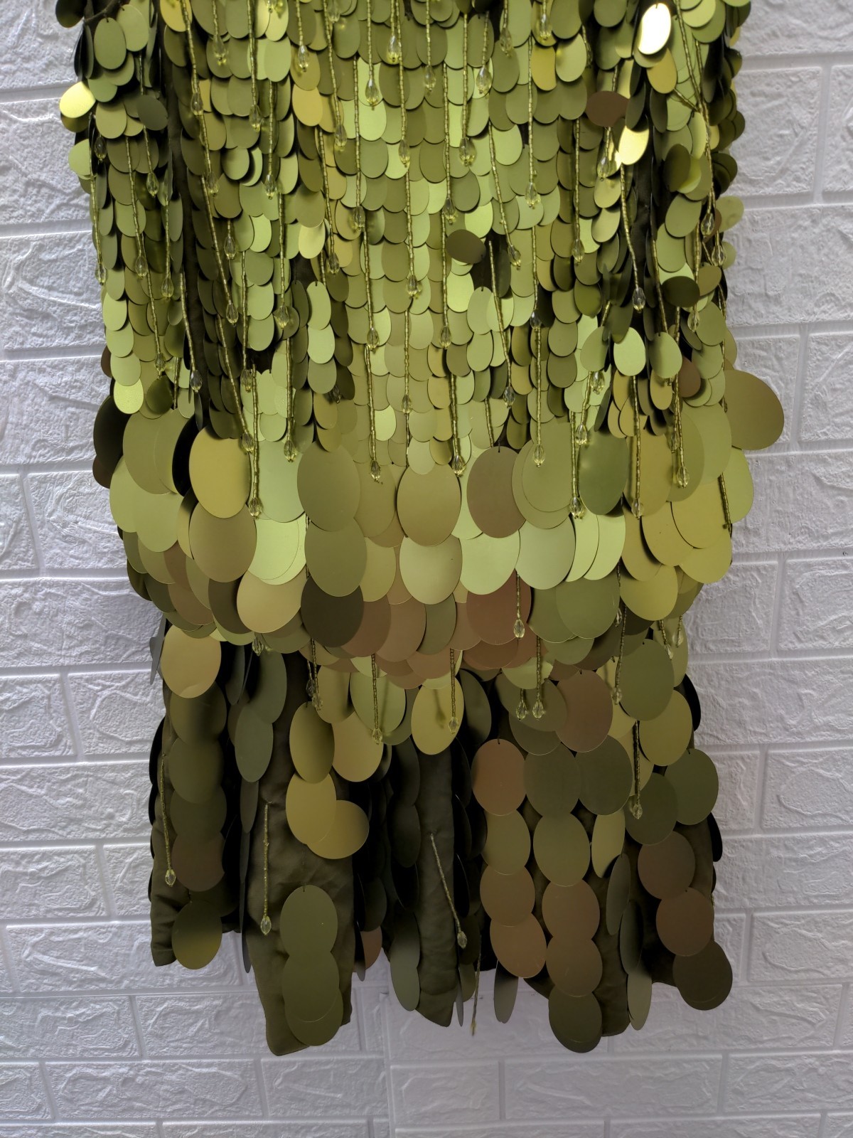 New ASOS Design Dropped Slouchy Waist Embellished Mini Dress In Green Sz 4