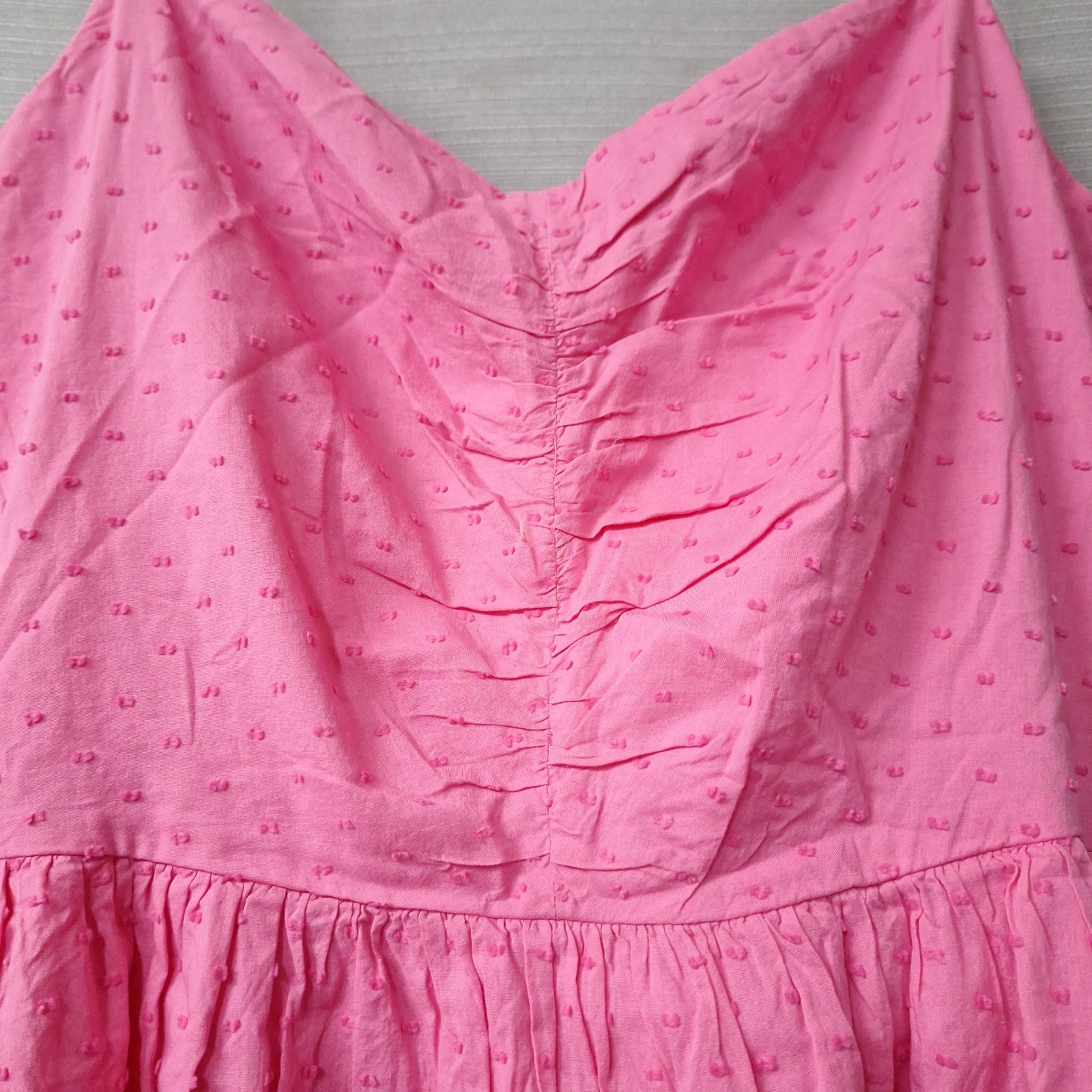 On 34th Pink Dot Sundress Sleeveless Smocking Midi Dress Ruffle Size XL