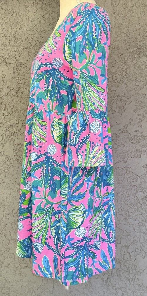 Lilly Pulitzer Jannie Dress V-Neck Three Quarter Sleeve Mini Size Small