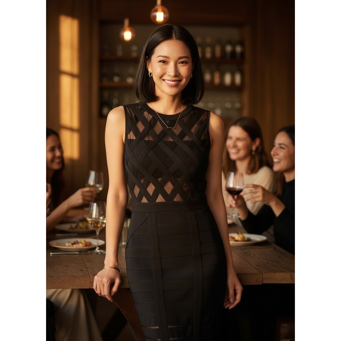 Privy Women’s Black Sleeveless Mini Dress Size L NWOT Mesh Party Cocktail Dress