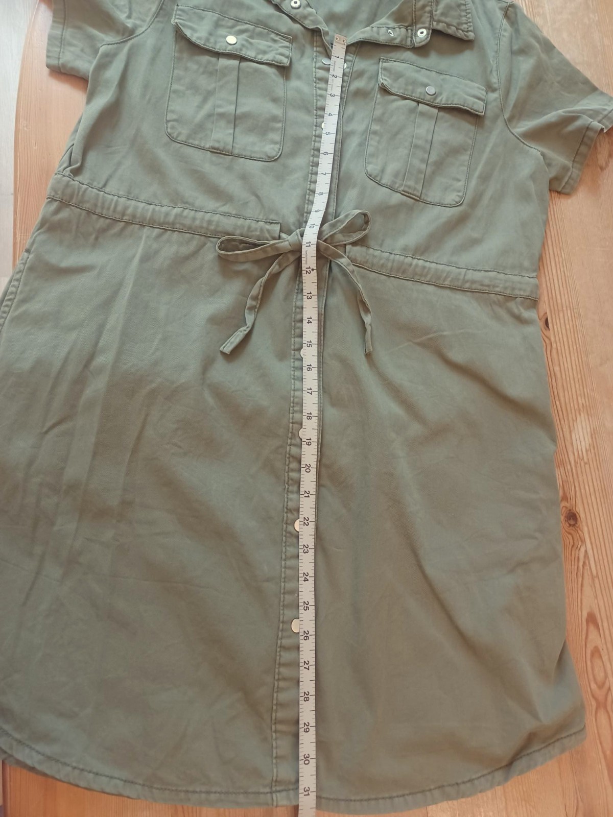 New Look Denim Green Collared Short Sleeve Shirt Dress – UK16
