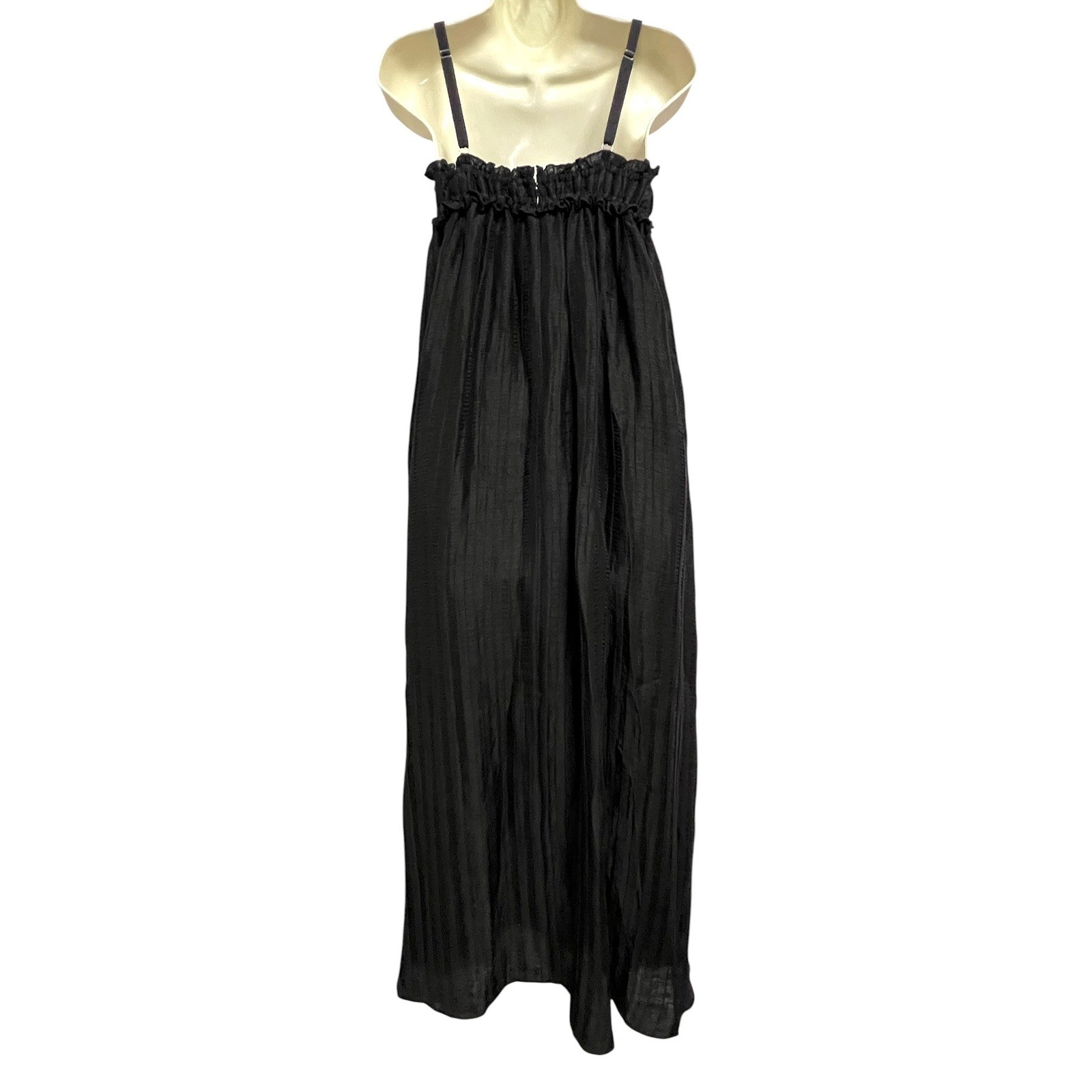 J.Crew Collection Maxi Dress Womens 6 Black Linen Blend Ruffle Empire Waist NWT