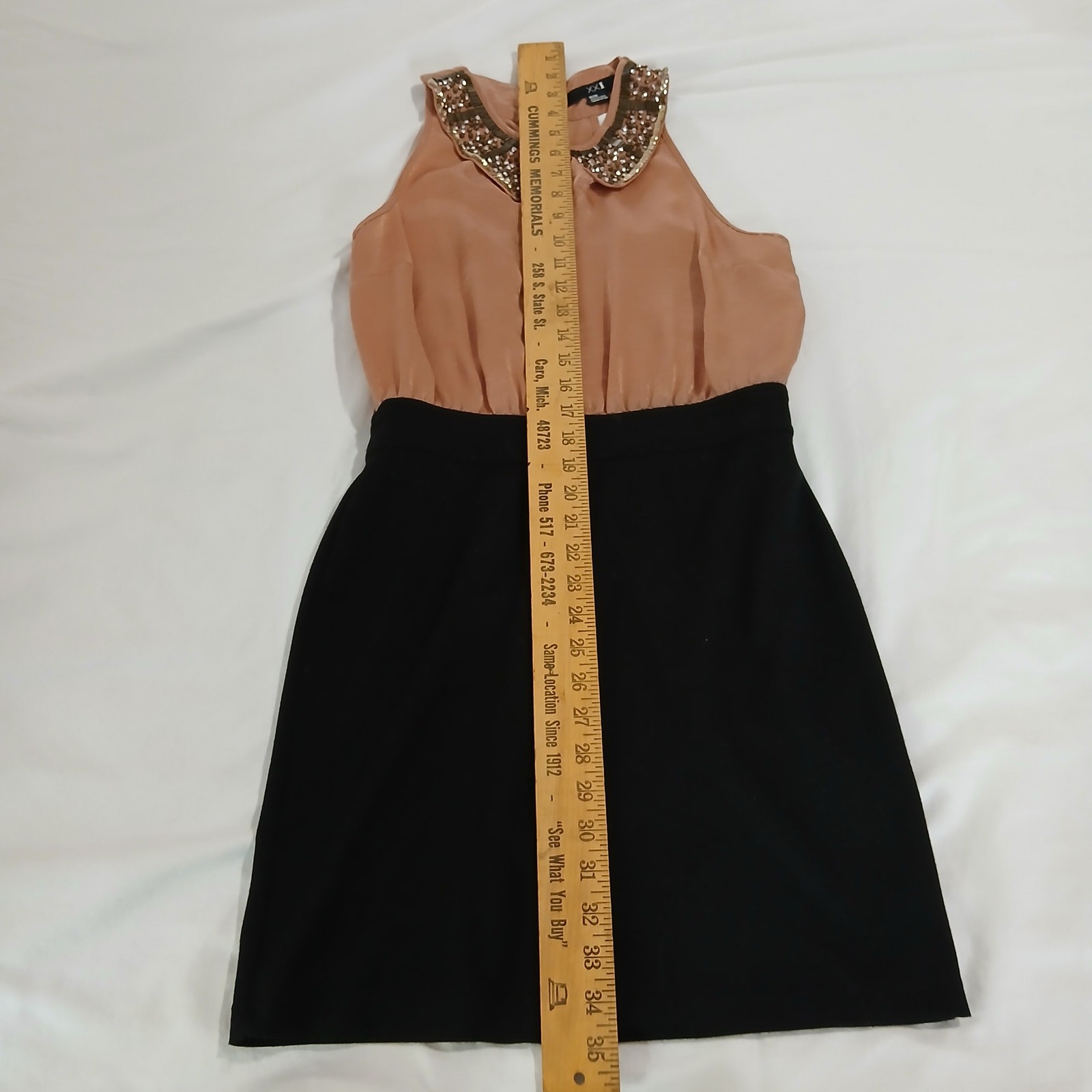 XXI Medium Halter peak-a-boo front Sequin Collar Exposed Zipper Back Dress poly