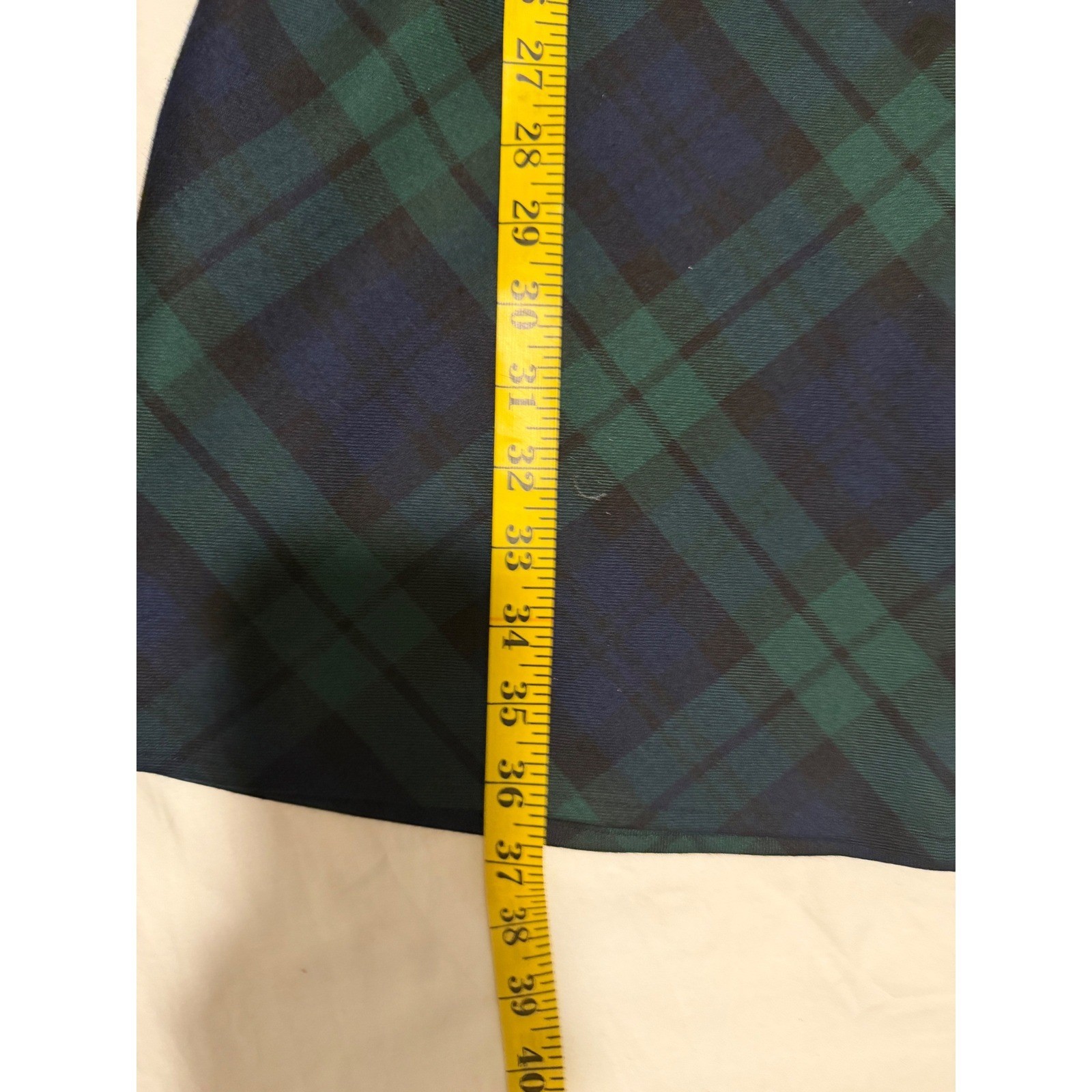 J.Crew Black Watch Plaid Wool Blend Ruffle Neck Shift Dress Blue Green 4
