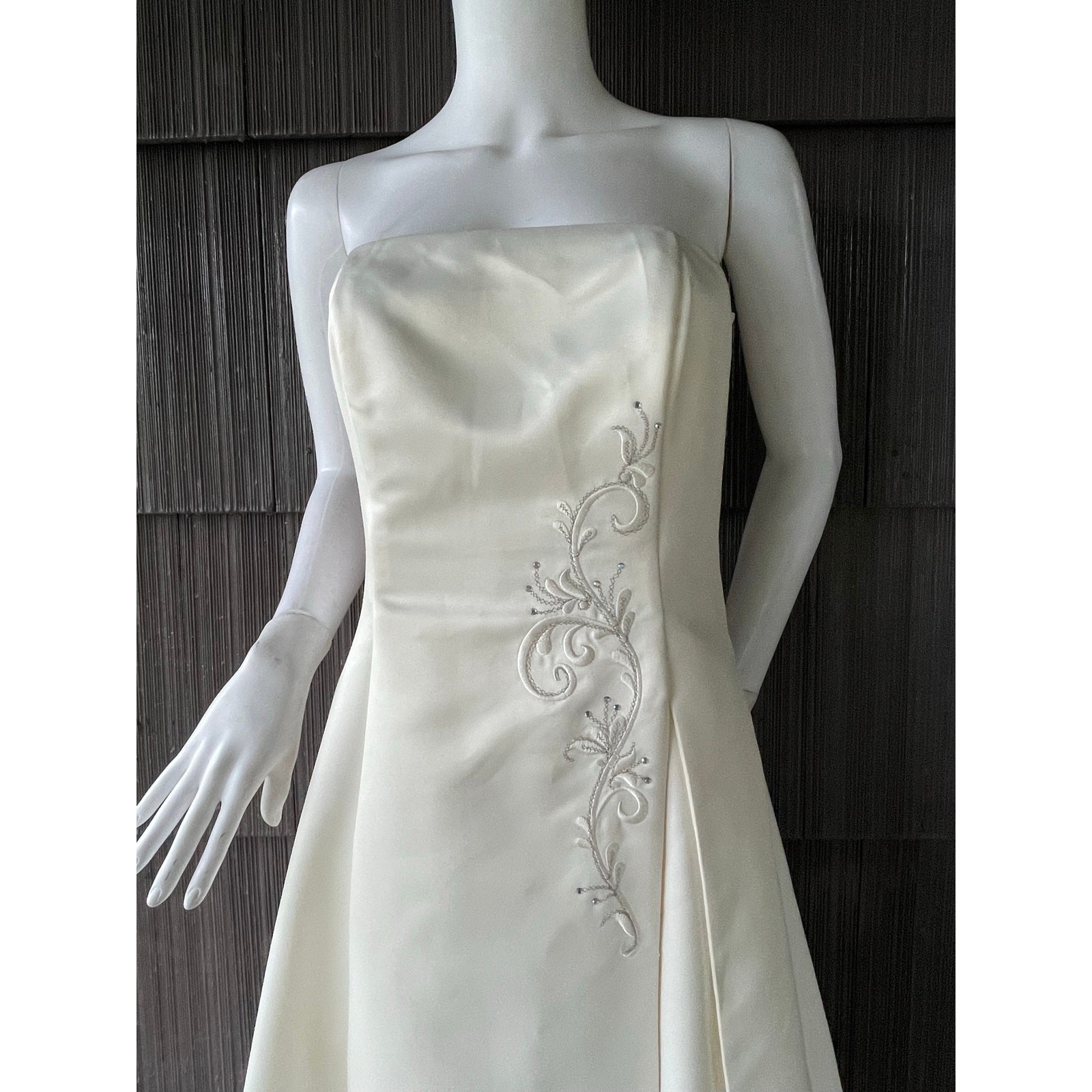Y2K Scott McClintock Strapless Ivory Wedding Formal Dress Classic Princess Gown