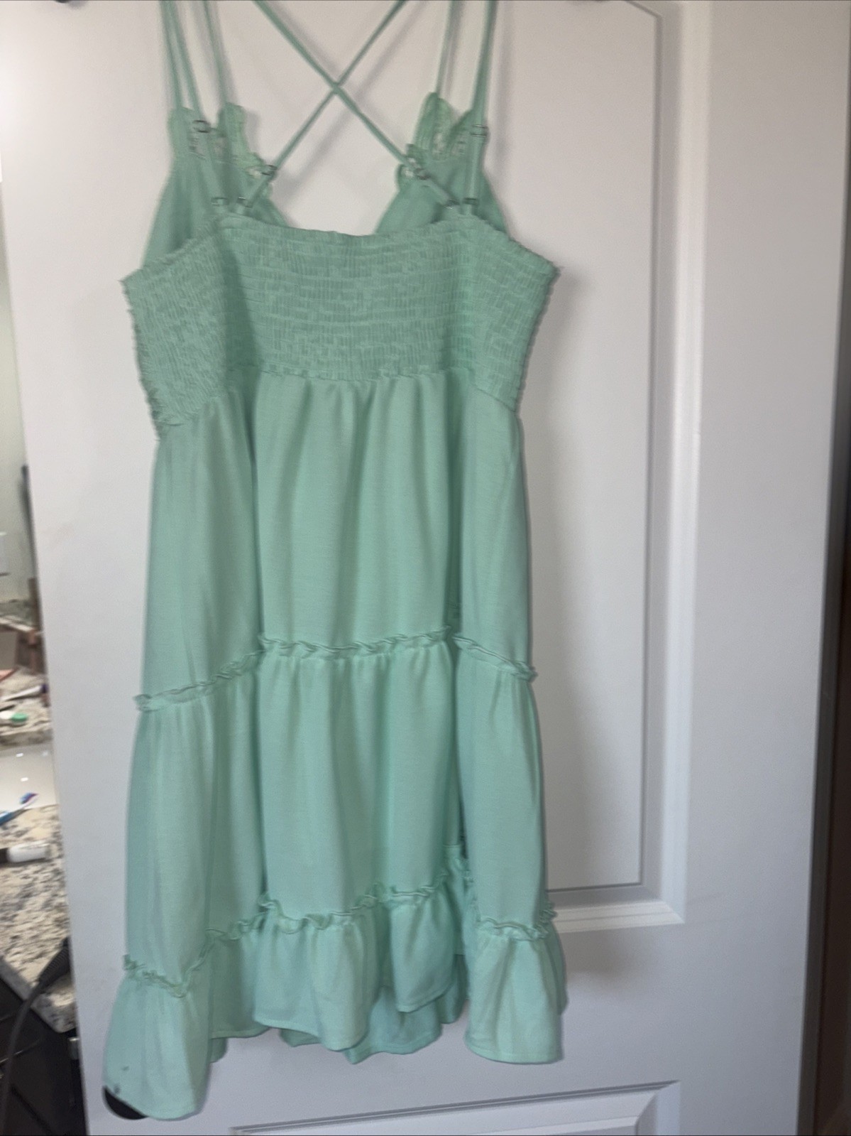 Main Strip Mint Color Spaghetti Strap Dress Sz Large Sundress Beach Vacation