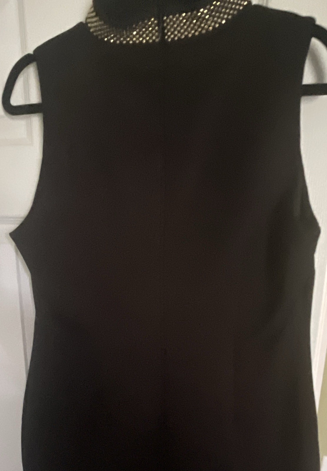 Calvin Klein Black Pencil Knee-Length V-Neck Sleeveless Beaded Dress 14