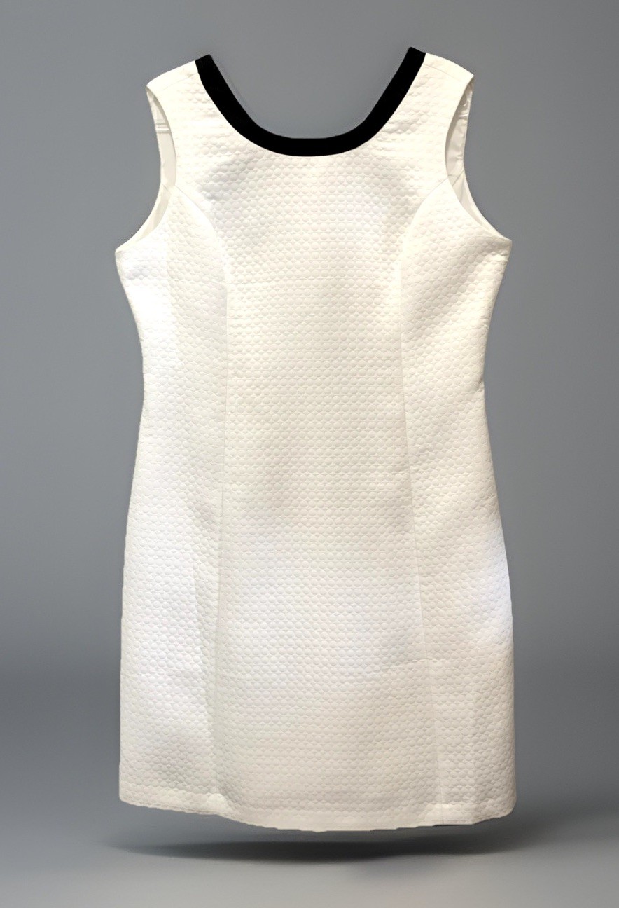 Jones New York White Quilted Sheath Dress Classic Sleeveless Lined Zip, 16 NWT!