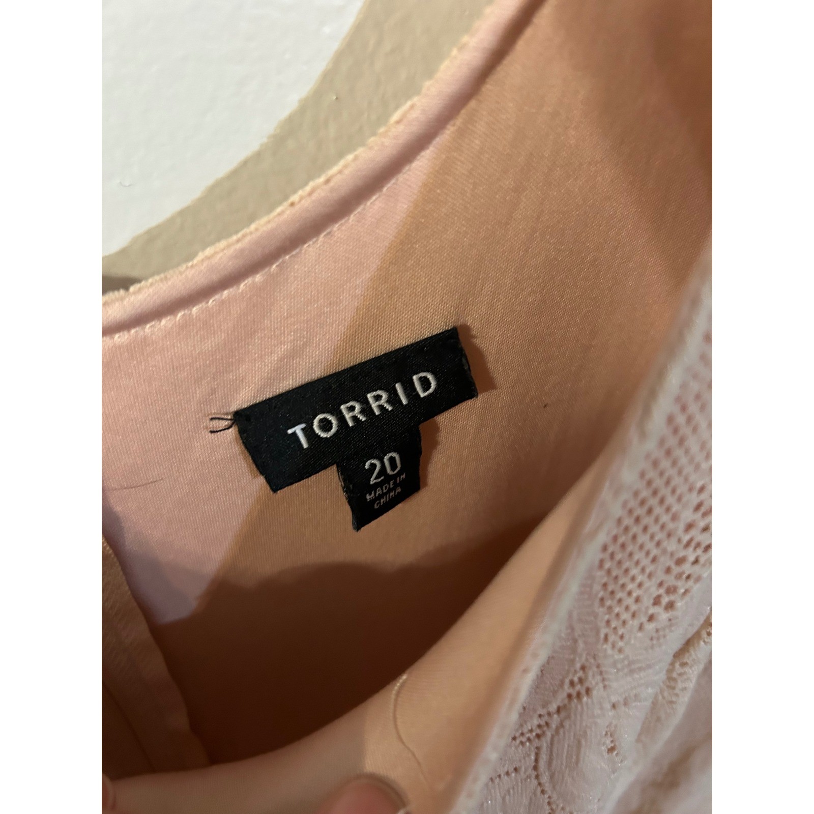 Torrid Women Plus Size 20 Peach Lace Fit Flare High Low Dress Short Sleeve Blush