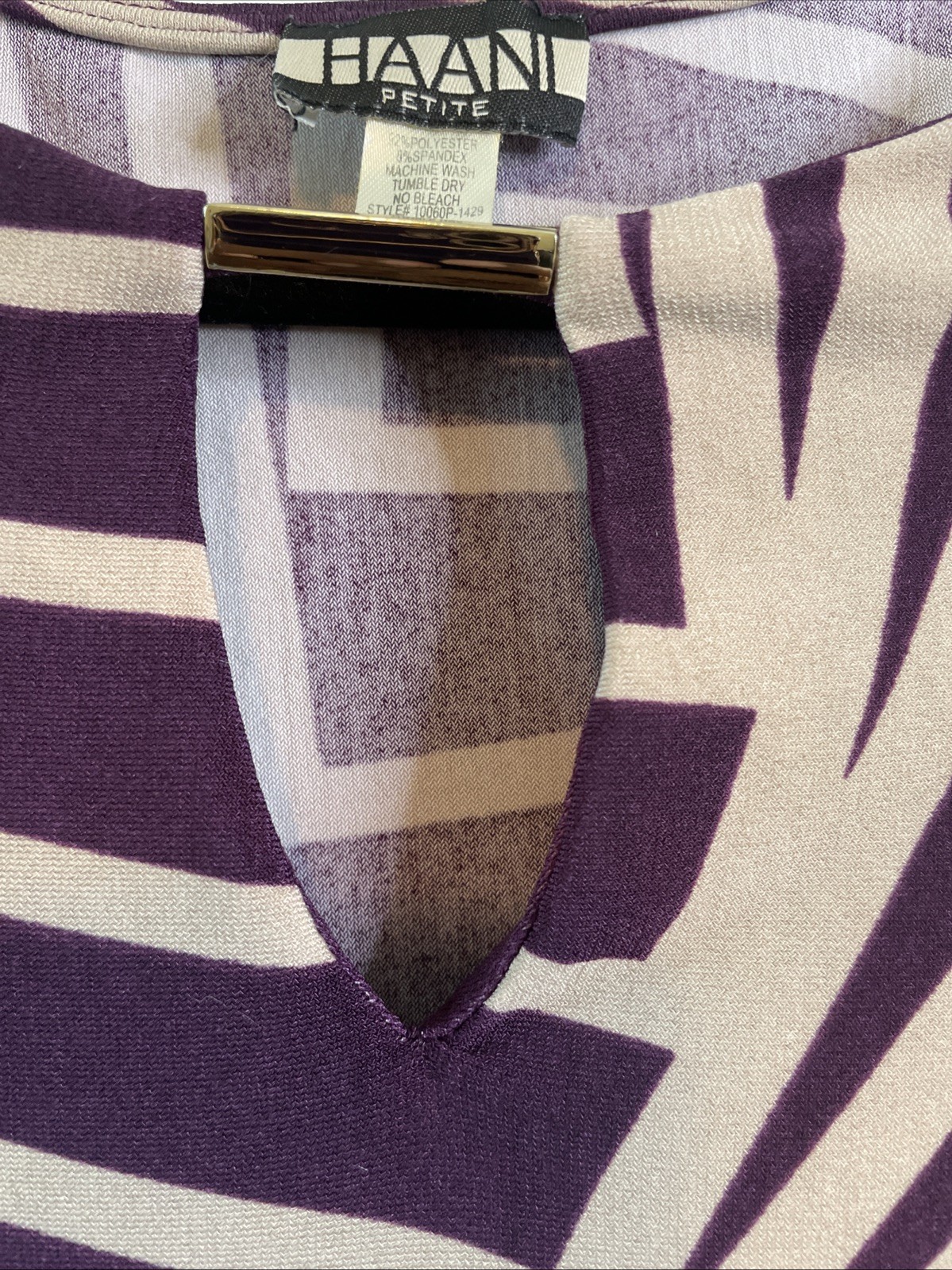 Haani Petite PXL Purple Geometric Shift Dress 3/4 Sleeve Stretch Tunic