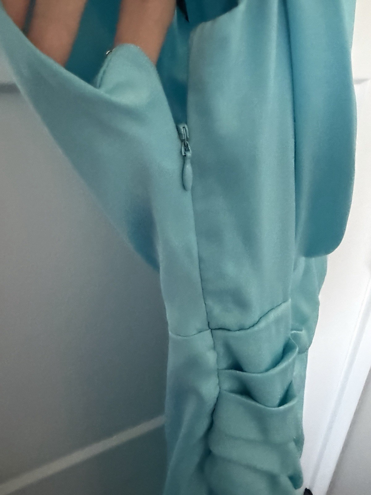 Do+Be Blue One Shoulder Ruched Draped Knee Length Bodycon Dress S Zip