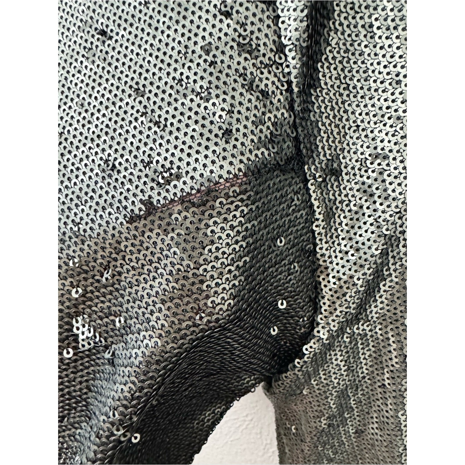 Free People Sequin Mini Dress Size Medium Silver Black Batwing Flawed AS-IS