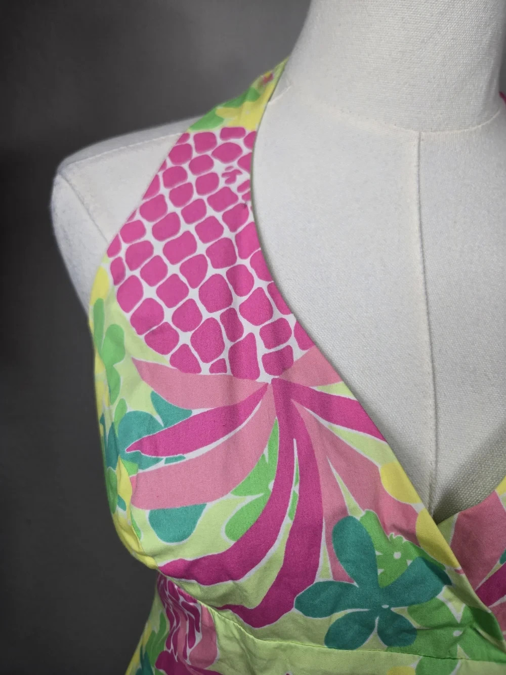 Lilly Pulitzer Home Slice Pineapple Halter Dress Cotton Women’s Size 8