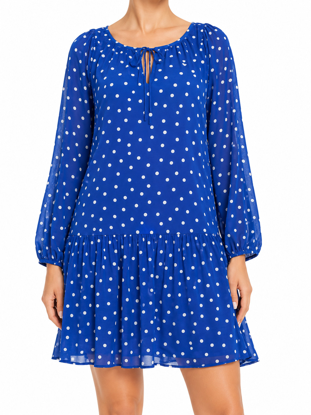 Reserved Girls Blue Polka Dot Knee-Length Dress UK 14