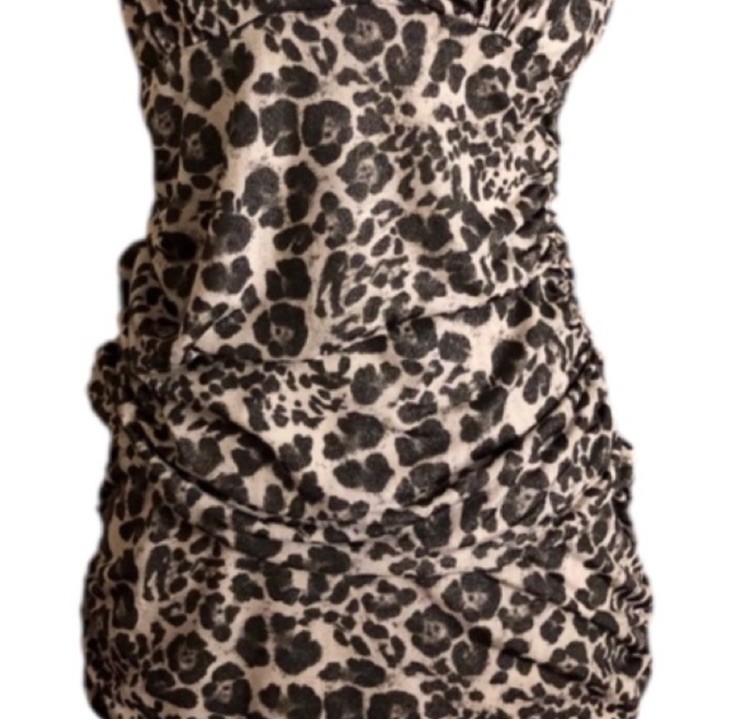 1990’s Vintage Fitted Animal Print Bodycon Mini Dress, Medium/Large