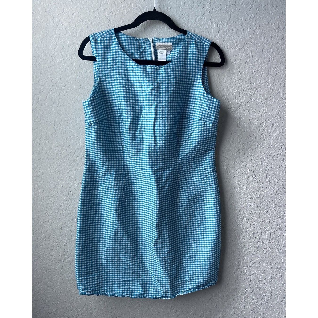 Vintage 2000s Green 100% Silk Coldwater Creek Gingham Green Dress (Petite 10)