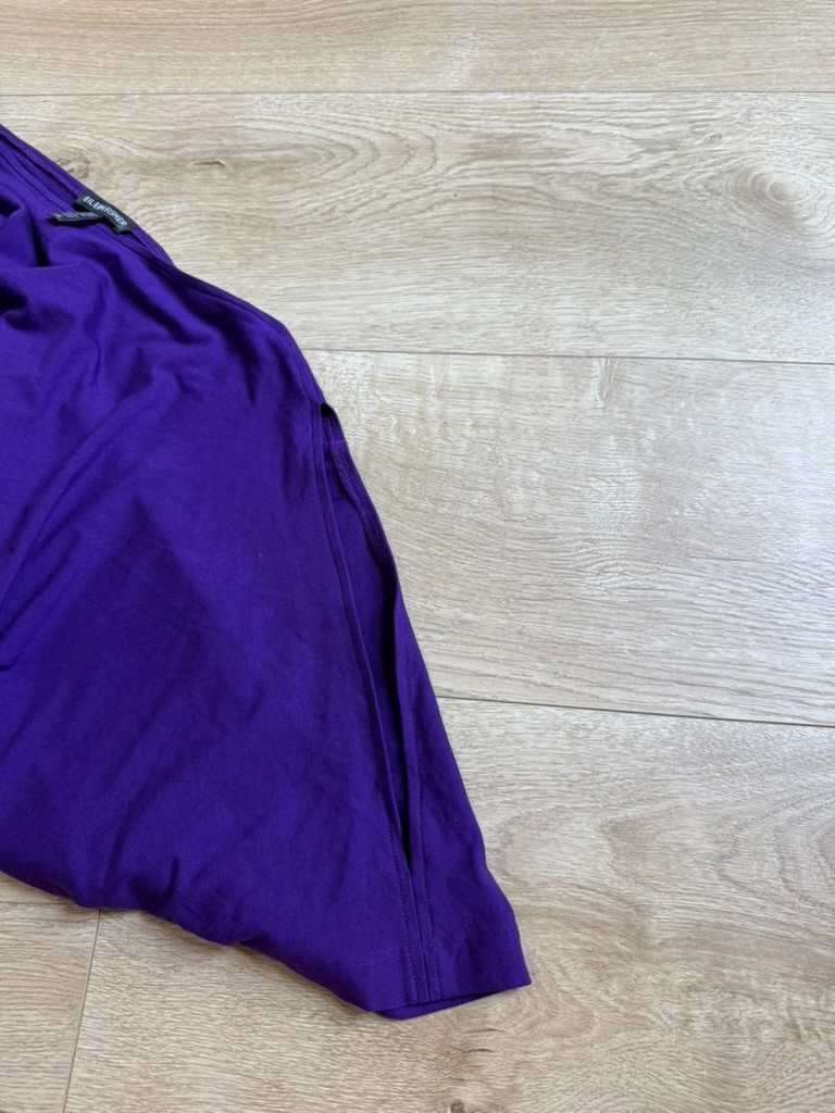 EUC Eileen Fisher cold shoulder short sleeve stretch t-shirt dress purple size L