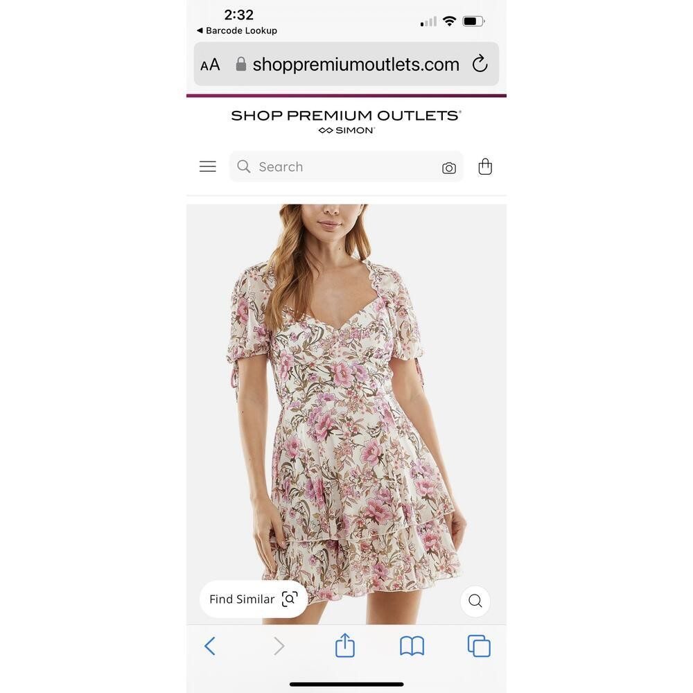 NWT City Studio Womens White Floral Print Tiered Ruffled Mini Dress Size M